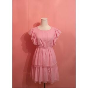 Japna Pink Ruffle Sleeve Dress
